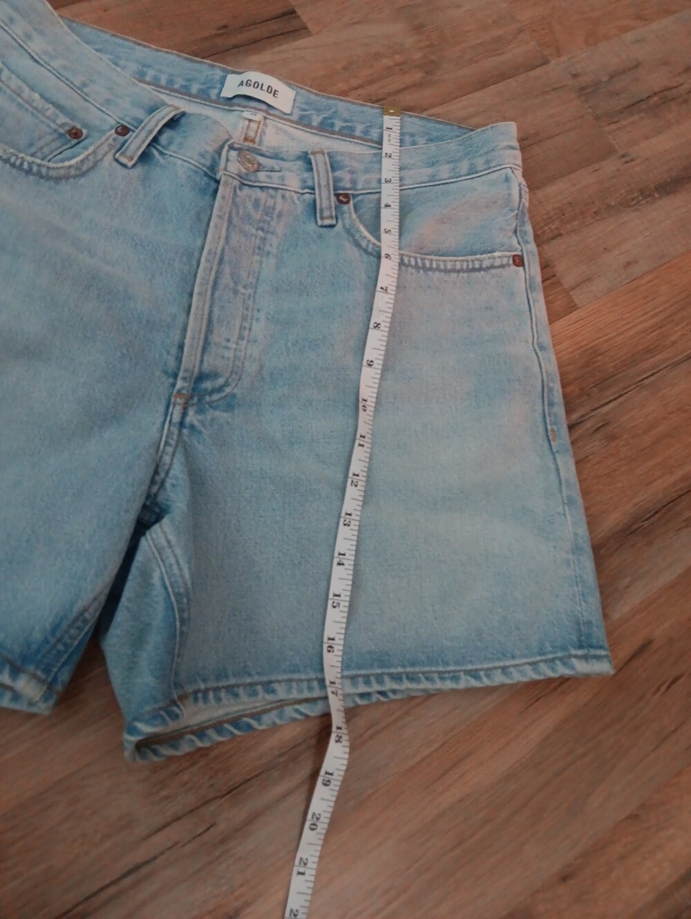 Agolde Light Blue High-Rise Denim Bermuda Shorts - Picture 5 of 6